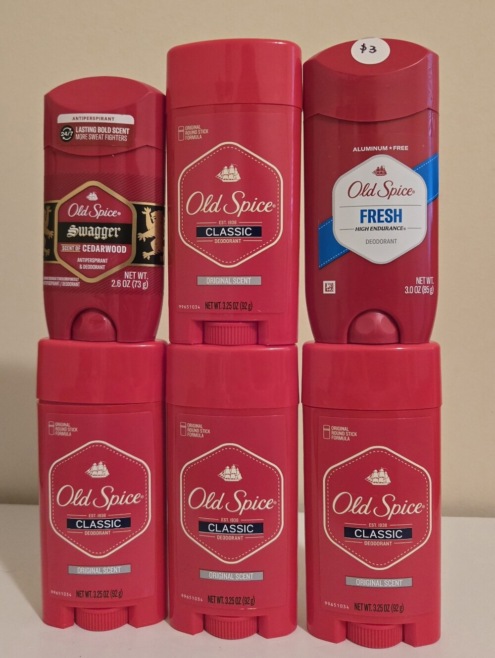 New Bundle Old Spice Classic Deodorant Stick For Men (6 Total)